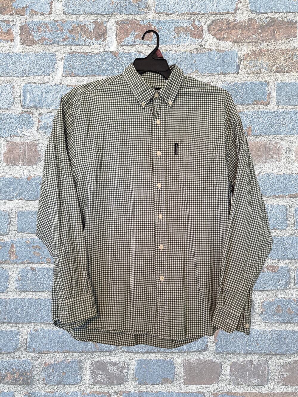 Abercrombie & Fitch Button-Down Shirt Green and White Checked Size Large